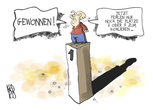 Cartoon: Merkels einsamer Sieg (medium) by Kostas Koufogiorgos tagged koufogiorgos,karikatur,kanzlerin,cdu,bundestagswahl,merkel,merkel,bundestagswahl,cdu,kanzlerin,karikatur,koufogiorgos