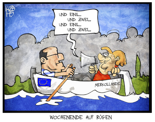 Cartoon: Merkollande auf Rügen (medium) by Kostas Koufogiorgos tagged karikatur,koufogiorgos,illustration,cartoon,ostsee,boot,rudern,merkel,hollande,schlagfrau,kommando,politik,deutschland,frankreich,besuch,präsident,bundeskanzlerin,merkollande,karikatur,koufogiorgos,illustration,cartoon,ostsee,boot,rudern,merkel,hollande,schlagfrau,kommando,politik,deutschland,frankreich,besuch,präsident,bundeskanzlerin,merkollande