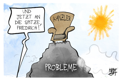 Cartoon: Merz (medium) by Kostas Koufogiorgos tagged karikatur,koufogiorgos,merz,probleme,berg,kanzler,karikatur,koufogiorgos,merz,probleme,berg,kanzler