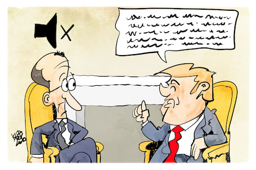 Cartoon: Merz im Oval Office (medium) by Kostas Koufogiorgos tagged karikatur,koufogiorgos,merz,trump,redezeit,mute,stumm,karikatur,koufogiorgos,merz,trump,redezeit,mute,stumm