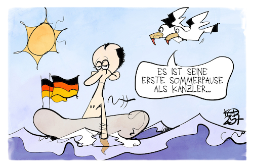 Cartoon: Merz macht Ferien (medium) by Kostas Koufogiorgos tagged karikatur,koufogiorgos,merz,ferien,sommerpause,baden,deutschland,fahne,flagge,karikatur,koufogiorgos,merz,ferien,sommerpause,baden,deutschland,fahne,flagge
