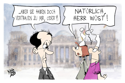 Cartoon: Merz oder Wüst (medium) by Kostas Koufogiorgos tagged karikatur,koufogiorgos,merz,wüst,vertrauen,bundeskanzler,cdu,kanzlerdebatte,karikatur,koufogiorgos,merz,wüst,vertrauen,bundeskanzler,cdu,kanzlerdebatte