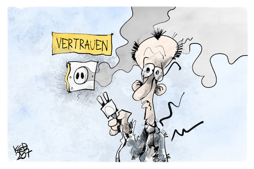 Cartoon: Merz zerstört Vertrauen (medium) by Kostas Koufogiorgos tagged karikatur,koufogiorgos,merz,vertrauen,schlag,steckdose,kurzschluss,karikatur,koufogiorgos,merz,vertrauen,schlag,steckdose,kurzschluss