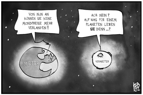 Cartoon: Mietpreisbremse (medium) by Kostas Koufogiorgos tagged karikatur,koufogiorgos,illustration,cartoon,mond,erde,planet,mietpreisbremse,mieter,vermieter,weltall,geld,verbraucherschutz,wohnen,miete,politik,karikatur,koufogiorgos,illustration,cartoon,mond,erde,planet,mietpreisbremse,mieter,vermieter,weltall,geld,verbraucherschutz,wohnen,miete,politik