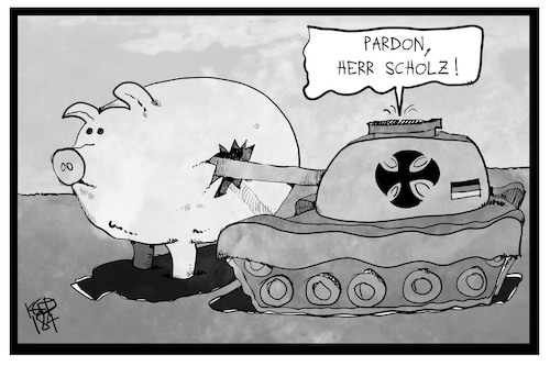 Cartoon: Militärausgaben (medium) by Kostas Koufogiorgos tagged karikatur,koufogiorgos,illustration,cartoon,bundeswehr,geld,sparschwein,haushalt,von,der,leyen,militär,panzer,karikatur,koufogiorgos,illustration,cartoon,bundeswehr,geld,sparschwein,haushalt,von,der,leyen,militär,panzer