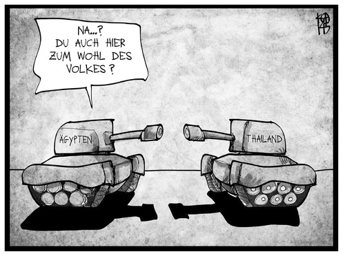 Cartoon: Militärputsch (medium) by Kostas Koufogiorgos tagged karikatur,koufogiorgos,illustration,cartoon,thailand,ägypten,putsch,militär,armee,panzer,politik,konflikt,regierung,machtergreifung,karikatur,koufogiorgos,illustration,cartoon,thailand,ägypten,putsch,militär,armee,panzer,politik,konflikt,regierung,machtergreifung