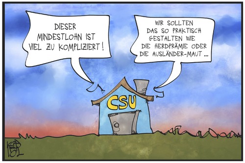 Cartoon: Mindestlohn (medium) by Kostas Koufogiorgos tagged karikatur,koufogiorgos,illustration,cartoon,mindestlohn,maut,ausländer,herdprämie,betreuungsgeld,csu,bayern,partei,haus,bürokratie,kompliziert,politik,union,karikatur,koufogiorgos,illustration,cartoon,mindestlohn,maut,ausländer,herdprämie,betreuungsgeld,csu,bayern,partei,haus,bürokratie,kompliziert,politik,union