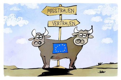 Cartoon: Misstrauensantrag gegen von der (medium) by Kostas Koufogiorgos tagged karikatur,koufogiorgos,leyen,misstrauen,vertreuen,eu,karikatur,koufogiorgos,leyen,misstrauen,vertreuen,eu