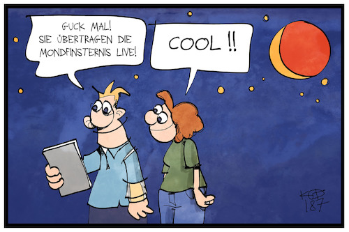 Cartoon: Mondfinsternis (medium) by Kostas Koufogiorgos tagged mond,mondfinsternis,universum,himmel,astronomie,mond,mondfinsternis,universum,himmel,astronomie