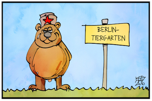 Cartoon: Mord in Berlin-Tiergarten (medium) by Kostas Koufogiorgos tagged karikatur,koufogiorgos,illustration,cartoon,tiergarten,russland,bär,mord,georgien,anklage,terrorismus,karikatur,koufogiorgos,illustration,cartoon,tiergarten,russland,bär,mord,georgien,anklage,terrorismus