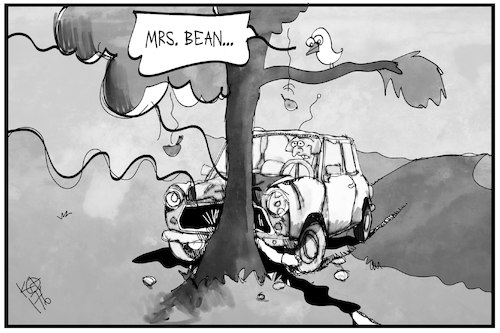 Cartoon: Mrs. Bean (medium) by Kostas Koufogiorgos tagged karikatur,koufogiorgos,illustration,cartoon,theresa,may,uk,mini,auto,bean,komiker,unfall,baum,vogel,wahl,grossbritannien,karikatur,koufogiorgos,illustration,cartoon,theresa,may,uk,mini,auto,bean,komiker,unfall,baum,vogel,wahl,grossbritannien