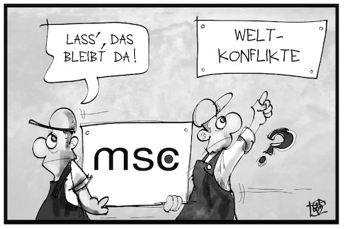 Cartoon: MSC 2019 (medium) by Kostas Koufogiorgos tagged karikatur,koufogiorgos,illustration,cartoon,msc,sicherheitskonferenz,münchen,abbau,welt,konflikt,monteur,handwerker,karton,sicherheitslage,karikatur,koufogiorgos,illustration,cartoon,msc,sicherheitskonferenz,münchen,abbau,welt,konflikt,monteur,handwerker,karton,sicherheitslage