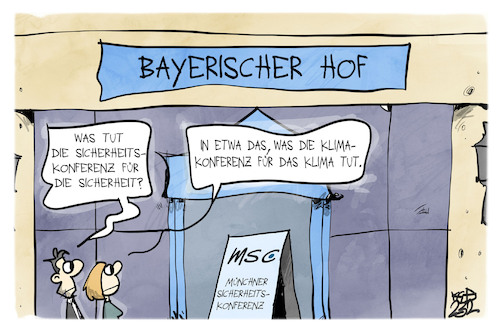 Cartoon: Münchner Sicherheitskonferenz (medium) by Kostas Koufogiorgos tagged karikatur,koufogiorgos,msc,sicherheitskonferenz,klimakonferenz,sicherheit,klima,karikatur,koufogiorgos,msc,sicherheitskonferenz,klimakonferenz,sicherheit,klima