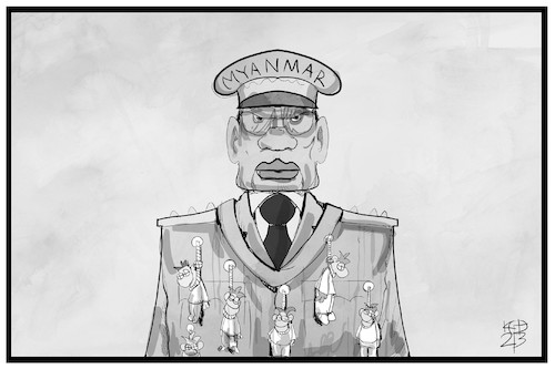 Cartoon: Myanmar (medium) by Kostas Koufogiorgos tagged karikatur,koufogiorgos,illustration,cartoon,myanmar,putsch,militär,demonstranten,gewalt,tod,protest,junta,karikatur,koufogiorgos,illustration,cartoon,myanmar,putsch,militär,demonstranten,gewalt,tod,protest,junta