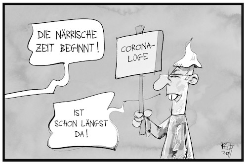 Cartoon: Närrische Zeit (medium) by Kostas Koufogiorgos tagged karikatur,koufogiorgos,illustration,cartoon,corona,karneval,narr,närrisch,leugner,pandemie,fasching,karikatur,koufogiorgos,illustration,cartoon,corona,karneval,narr,närrisch,leugner,pandemie,fasching