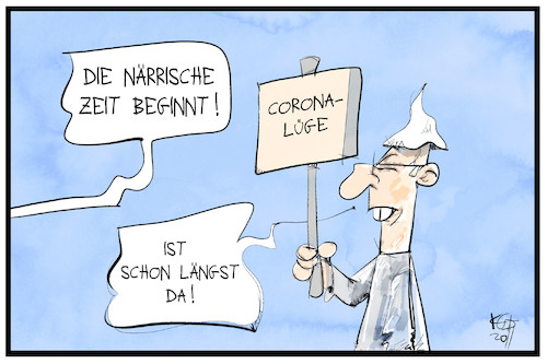 Cartoon: Närrische Zeit (medium) by Kostas Koufogiorgos tagged karikatur,koufogiorgos,illustration,cartoon,corona,karneval,narr,närrisch,leugner,pandemie,fasching,karikatur,koufogiorgos,illustration,cartoon,corona,karneval,narr,närrisch,leugner,pandemie,fasching