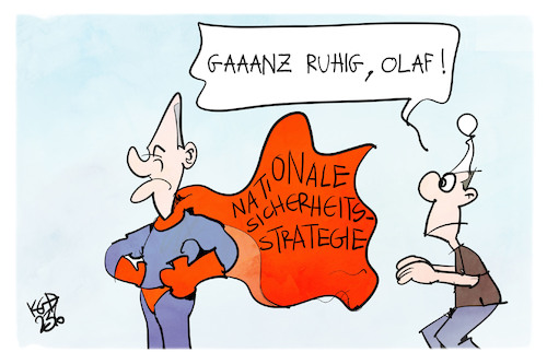 Cartoon: Nationale Sicherheitsstrategie (medium) by Kostas Koufogiorgos tagged karikatur,koufogiorgos,sicherheitsstrategie,scholz,kanzler,superman,karikatur,koufogiorgos,sicherheitsstrategie,scholz,kanzler,superman