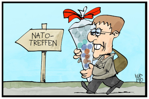 Cartoon: Nato-Treffen (medium) by Kostas Koufogiorgos tagged karikatur,koufogiorgos,illustration,cartoon,nato,gipfel,akk,kramp,karrenbauer,schulanfang,beginn,karikatur,koufogiorgos,illustration,cartoon,nato,gipfel,akk,kramp,karrenbauer,schulanfang,beginn