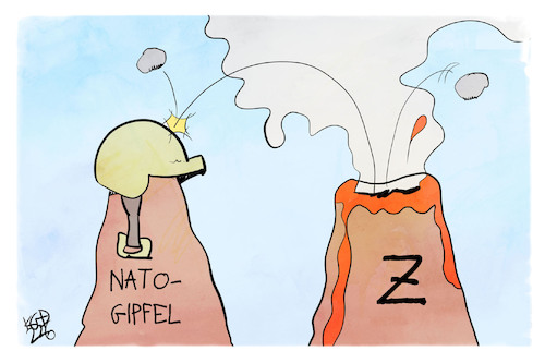 Cartoon: Nato und Russland (medium) by Kostas Koufogiorgos tagged karikatur,koufogiorgos,nato,russland,gipfel,vulkan,karikatur,koufogiorgos,nato,russland,gipfel,vulkan