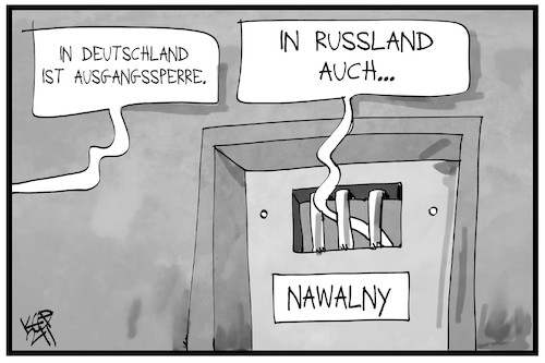 Cartoon: Nawalny (medium) by Kostas Koufogiorgos tagged karikatur,koufogiorgos,illustration,cartoon,nawalny,russland,haft,gefängnis,lockdown,deutschland,menschenrechte,grundrechte,demokratie,karikatur,koufogiorgos,illustration,cartoon,nawalny,russland,haft,gefängnis,lockdown,deutschland,menschenrechte,grundrechte,demokratie