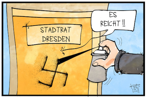 Cartoon: Nazinotstand Dresden (medium) by Kostas Koufogiorgos tagged karikatur,koufogiorgos,illustration,cartoon,nazinotstand,rechtsextremismus,stadtrat,dresden,symbol,nationalsozialismus,hakenkreuz,karikatur,koufogiorgos,illustration,cartoon,nazinotstand,rechtsextremismus,stadtrat,dresden,symbol,nationalsozialismus,hakenkreuz