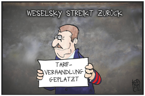 Cartoon: Neuer Bahnstreik (medium) by Kostas Koufogiorgos tagged karikatur,koufogiorgos,illustration,cartoon,weselsky,bahn,lokführer,streik,gewerkschaft,gdl,arbeitskampf,karikatur,koufogiorgos,illustration,cartoon,weselsky,bahn,lokführer,streik,gewerkschaft,gdl,arbeitskampf