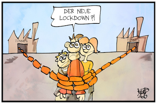 Cartoon: Neuer Lockdown (medium) by Kostas Koufogiorgos tagged karikatur,koufogiorgos,illustration,cartoon,lockdown,toennies,fleischfabrik,corona,rwert,covid19,karikatur,koufogiorgos,illustration,cartoon,lockdown,toennies,fleischfabrik,corona,rwert,covid19