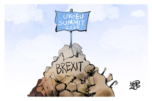 Cartoon: Neustart nach dem Brexit (medium) by Kostas Koufogiorgos tagged koufogiorgos,brexit,eu,ruine,trümmer,summit,uk,koufogiorgos,brexit,eu,ruine,trümmer,summit,uk