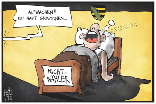 Cartoon: Nichtwähler (medium) by Kostas Koufogiorgos tagged karikaturen,illustration,cartoon,koufogiorgos,nichtwähler,bett,schlaf,wahl,wahlsieger,demokratie,beteiligung,teilhabe,politik,karikaturen,illustration,cartoon,koufogiorgos,nichtwähler,bett,schlaf,wahl,wahlsieger,demokratie,beteiligung,teilhabe,politik