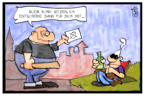 Cartoon: Nichtwähler (medium) by Kostas Koufogiorgos tagged karikatur,koufogiorgos,illustration,cartoon,nichtwaehler,wahl,bundestagswahl,populist,rechtsradikal,michel,stimme,stimmabgabe,langeweile,karikatur,koufogiorgos,illustration,cartoon,nichtwaehler,wahl,bundestagswahl,populist,rechtsradikal,michel,stimme,stimmabgabe,langeweile