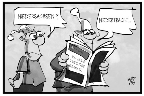 Cartoon: Niedertracht in Niedersachsen (medium) by Kostas Koufogiorgos tagged karikatur,koufogiorgos,illustration,cartoon,niedersachsen,niveau,michel,politik,weil,twesten,neuwahl,zeitung,karikatur,koufogiorgos,illustration,cartoon,niedersachsen,niveau,michel,politik,weil,twesten,neuwahl,zeitung