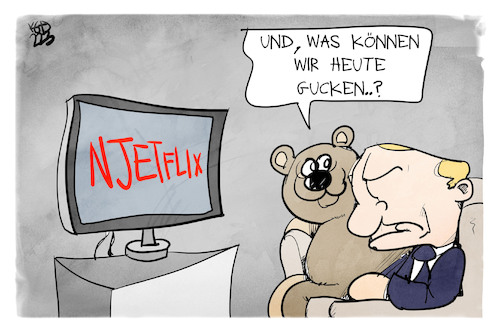 Cartoon: Njetflix (medium) by Kostas Koufogiorgos tagged karikatur,koufogiorgos,njetflix,netflix,streaming,medien,putin,bär,sanktionen,karikatur,koufogiorgos,njetflix,netflix,streaming,medien,putin,bär,sanktionen