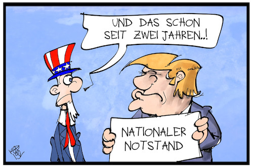 Cartoon: Notstand USA (medium) by Kostas Koufogiorgos tagged karikatur,koufogiorgos,illustration,cartoon,nationaler,notstand,trump,usa,uncle,sam,karikatur,koufogiorgos,illustration,cartoon,nationaler,notstand,trump,usa,uncle,sam