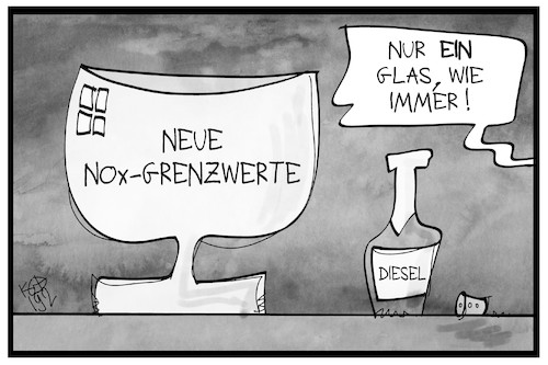 Cartoon: NOx-Grenzwerte (medium) by Kostas Koufogiorgos tagged karikatur,koufogiorgos,illustration,cartoon,grenzwert,stickoxid,nox,glas,flasche,schadstoff,abgas,karikatur,koufogiorgos,illustration,cartoon,grenzwert,stickoxid,nox,glas,flasche,schadstoff,abgas