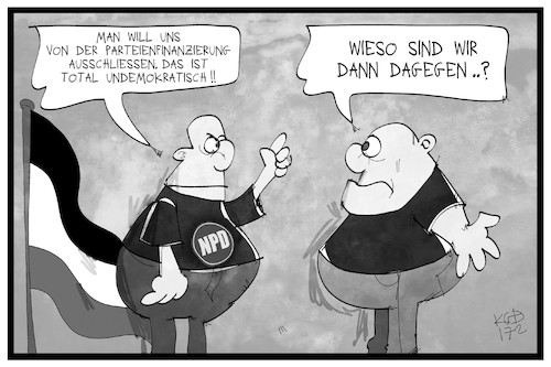 Cartoon: NPD (medium) by Kostas Koufogiorgos tagged karikatur,koufogiorgos,illustration,cartoon,npd,partei,parteienfinanzierung,geld,undemokratisch,neonazi,rechtsextremismus,karikatur,koufogiorgos,illustration,cartoon,npd,partei,parteienfinanzierung,geld,undemokratisch,neonazi,rechtsextremismus