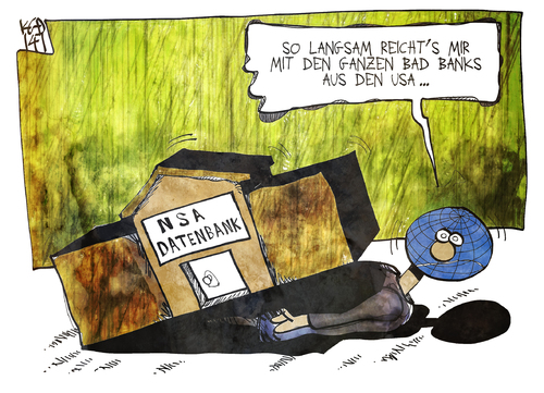 Cartoon: NSA-Datenbank (medium) by Kostas Koufogiorgos tagged nsa,welt,usa,spionage,prism,datenbank,bad,bank,geheimdienst,terrorabwehr,karikatur,illustration,cartoon,koufogiorgos,nsa,welt,usa,spionage,prism,datenbank,bad,bank,geheimdienst,terrorabwehr,karikatur,illustration,cartoon,koufogiorgos