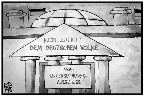 Cartoon: NSA-Untersuchungsausschuss (medium) by Kostas Koufogiorgos tagged karikatur,koufogiorgos,illustration,cartoon,nsa,untersuchungsausschuss,reichstag,zutritt,verboten,politik,ausspäh,affäre,karikatur,koufogiorgos,illustration,cartoon,nsa,untersuchungsausschuss,reichstag,zutritt,verboten,politik,ausspäh,affäre