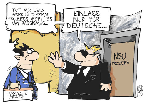 Cartoon: NSU-Prozess (medium) by Kostas Koufogiorgos tagged nsu,prozess,münchen,terrorismus,rassismus,rechtsextremismus,neonazi,terrorzelle,gericht,karikatur,kostas,koufogiorgos,nsu,prozess,münchen,terrorismus,rassismus,rechtsextremismus,neonazi,terrorzelle,gericht,karikatur,kostas,koufogiorgos