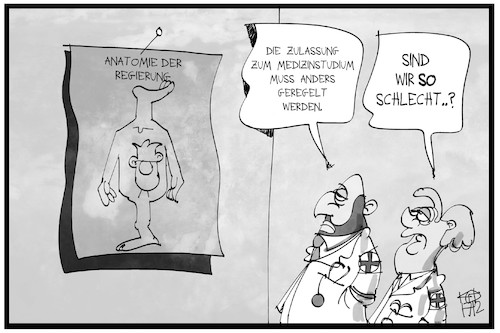 Cartoon: Numerus Clausus (medium) by Kostas Koufogiorgos tagged karikatur,koufogiorgos,illustration,cartoon,numerus,clausus,merkel,schulz,regierungsbildung,anatomie,karikatur,koufogiorgos,illustration,cartoon,numerus,clausus,merkel,schulz,regierungsbildung,anatomie