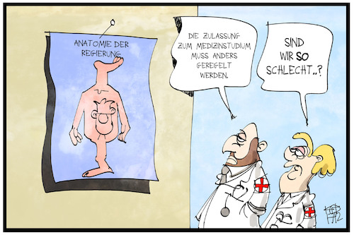 Cartoon: Numerus Clausus (medium) by Kostas Koufogiorgos tagged karikatur,koufogiorgos,illustration,cartoon,numerus,clausus,merkel,schulz,regierungsbildung,anatomie,karikatur,koufogiorgos,illustration,cartoon,numerus,clausus,merkel,schulz,regierungsbildung,anatomie