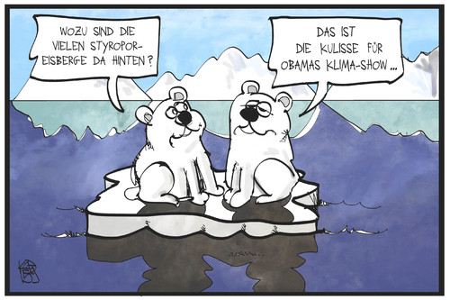 Cartoon: Obama in Alaska (medium) by Kostas Koufogiorgos tagged karikatur,koufogiorgos,illustration,cartoon,eisbär,alaska,obama,klima,erderwärmung,klimawandel,werbetour,kulisse,show,eisberg,umwelt,karikatur,koufogiorgos,illustration,cartoon,eisbär,alaska,obama,klima,erderwärmung,klimawandel,werbetour,kulisse,show,eisberg,umwelt