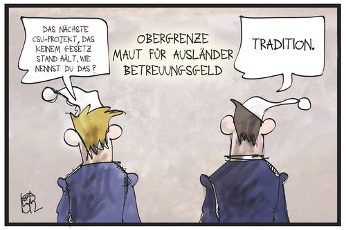 Cartoon: Obergrenze (medium) by Kostas Koufogiorgos tagged karikatur,koufogiorgos,cartoon,illustration,obergrenze,csu,betreuungsgeld,maut,projekt,gesetz,gesetzwidrig,partei,tradition,karikatur,koufogiorgos,cartoon,illustration,obergrenze,csu,betreuungsgeld,maut,projekt,gesetz,gesetzwidrig,partei,tradition