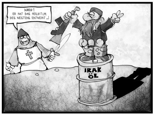 Cartoon: Öl-Krieg im Irak (medium) by Kostas Koufogiorgos tagged karikatur,koufogiorgos,illustration,cartoon,irak,isis,kreuzritter,krieg,heilig,öl,heiligtum,politik,terrorismus,karikatur,koufogiorgos,illustration,cartoon,irak,isis,kreuzritter,krieg,heilig,öl,heiligtum,politik,terrorismus