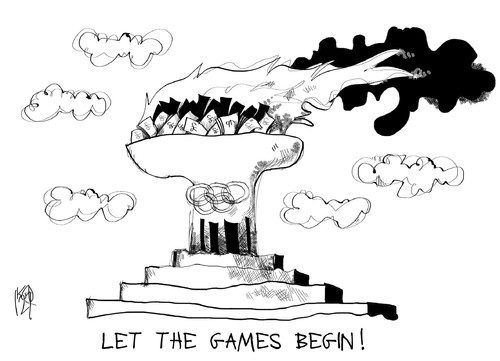 Cartoon: Olympic Games (medium) by Kostas Koufogiorgos tagged olypic,games,money,london,2012,economy,flame,fire,kostas,koufogiorgos