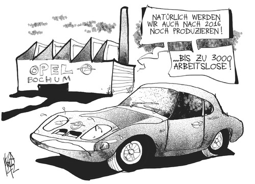 Cartoon: Opel (medium) by Kostas Koufogiorgos tagged opel,bochum,arbeitslosigkeit,werk,schliessung,gm,arbeit,produktion,karikatur,kostas,koufogiorgos,opel,bochum,arbeitslosigkeit,werk,schliessung,gm,arbeit,produktion,karikatur,kostas,koufogiorgos