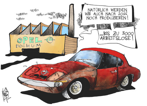 Cartoon: Opel (medium) by Kostas Koufogiorgos tagged opel,bochum,arbeitslosigkeit,werk,schliessung,gm,arbeit,produktion,karikatur,kostas,koufogiorgos,opel,bochum,arbeitslosigkeit,werk,schliessung,gm,arbeit,produktion,karikatur,kostas,koufogiorgos