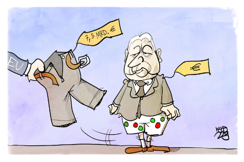 Cartoon: Orban ohne Hosen (medium) by Kostas Koufogiorgos tagged karikatur,koufogiorgos,eu,ungarn,kürzung,hose,europa,orban,karikatur,koufogiorgos,eu,ungarn,kürzung,hose,europa,orban