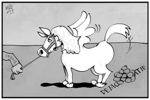 Cartoon: Orban und Pegasus (medium) by Kostas Koufogiorgos tagged karikatur,koufogiorgos,illustration,cartoon,orban,pegasus,demokratie,software,spionage,trojaner,karikatur,koufogiorgos,illustration,cartoon,orban,pegasus,demokratie,software,spionage,trojaner