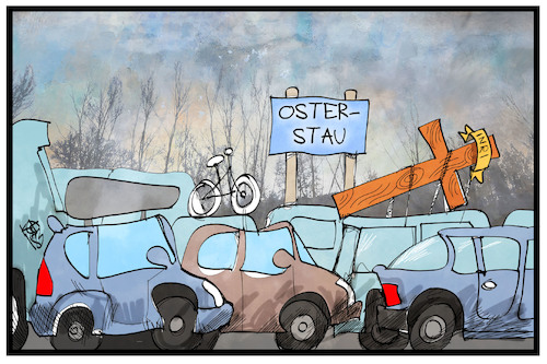 Cartoon: Osterstau (medium) by Kostas Koufogiorgos tagged karikatur,koufogiorgos,illustration,cartoon,stau,auto,verkehr,reise,kreuz,freizeit,urlaub,ostern,wochenende,ferien,karikatur,koufogiorgos,illustration,cartoon,stau,auto,verkehr,reise,kreuz,freizeit,urlaub,ostern,wochenende,ferien