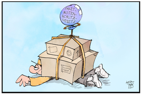 Cartoon: Paketbotenschutzgesetz (medium) by Kostas Koufogiorgos tagged karikatur,koufogiorgos,illustration,cartoon,paket,bote,paketbotenschutzgesetz,arbeit,erleichterung,online,handel,verbraucher,job,karikatur,koufogiorgos,illustration,cartoon,paket,bote,paketbotenschutzgesetz,arbeit,erleichterung,online,handel,verbraucher,job